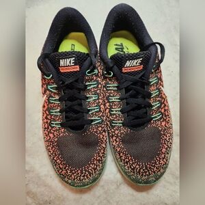 Nike Free RN Distance Running Shoes Women Sz 8 Neon Orange Yellow Black Sneaker